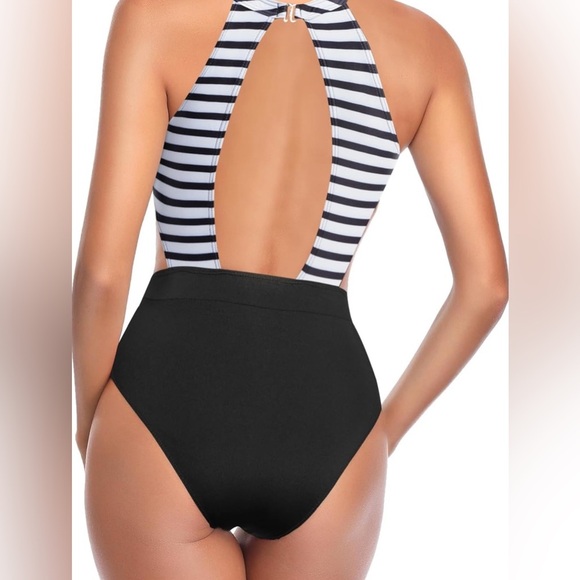 Holipick Women's One Piece Swimsuit Cutout High Neck Bathing Suit - Picture 2 of 8